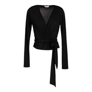 NWT Good American Wrap Effect Stretch Top Black - Size 5 (US 12)